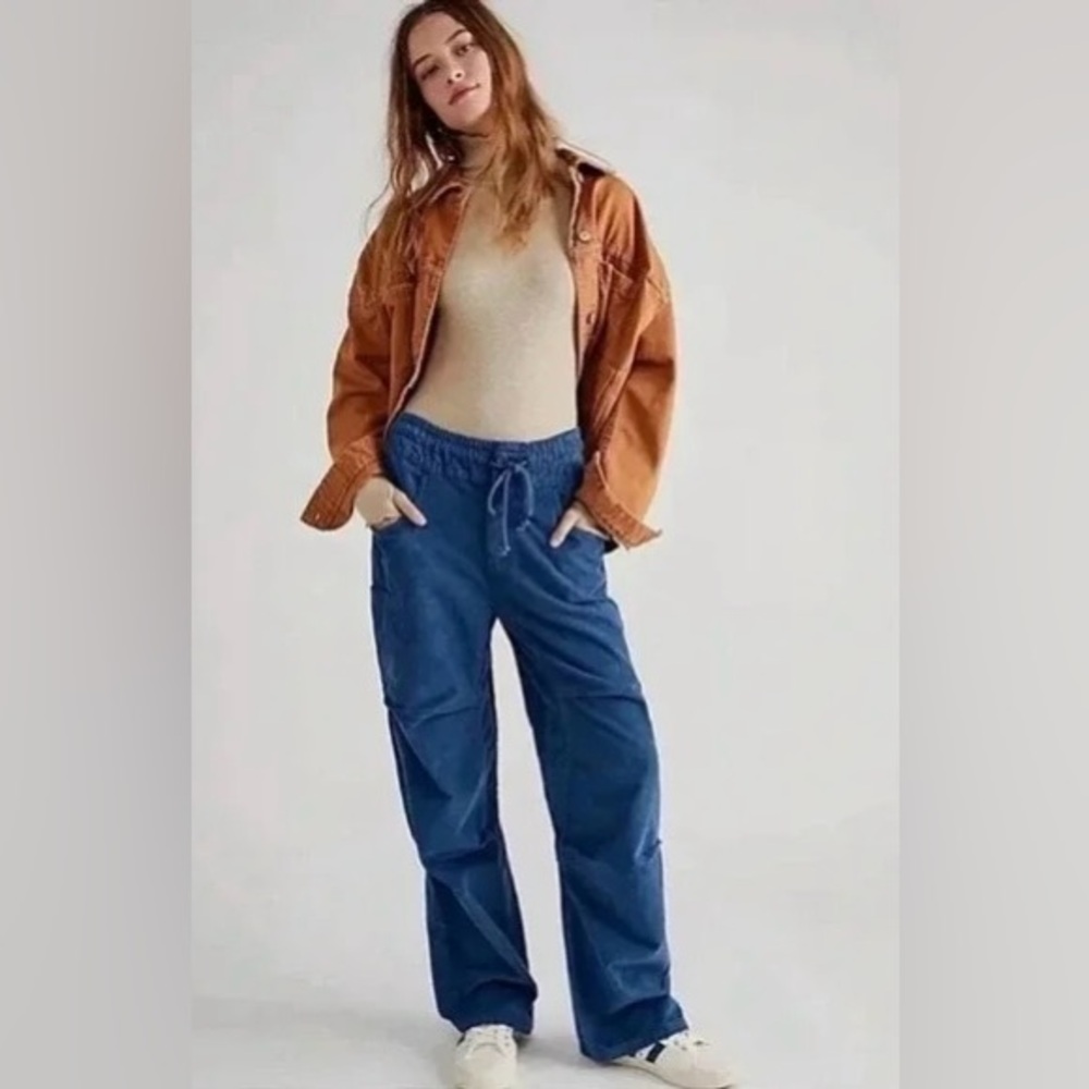 NWT We The Free Modern Love Drawstring Pants in Deep Blue Size L